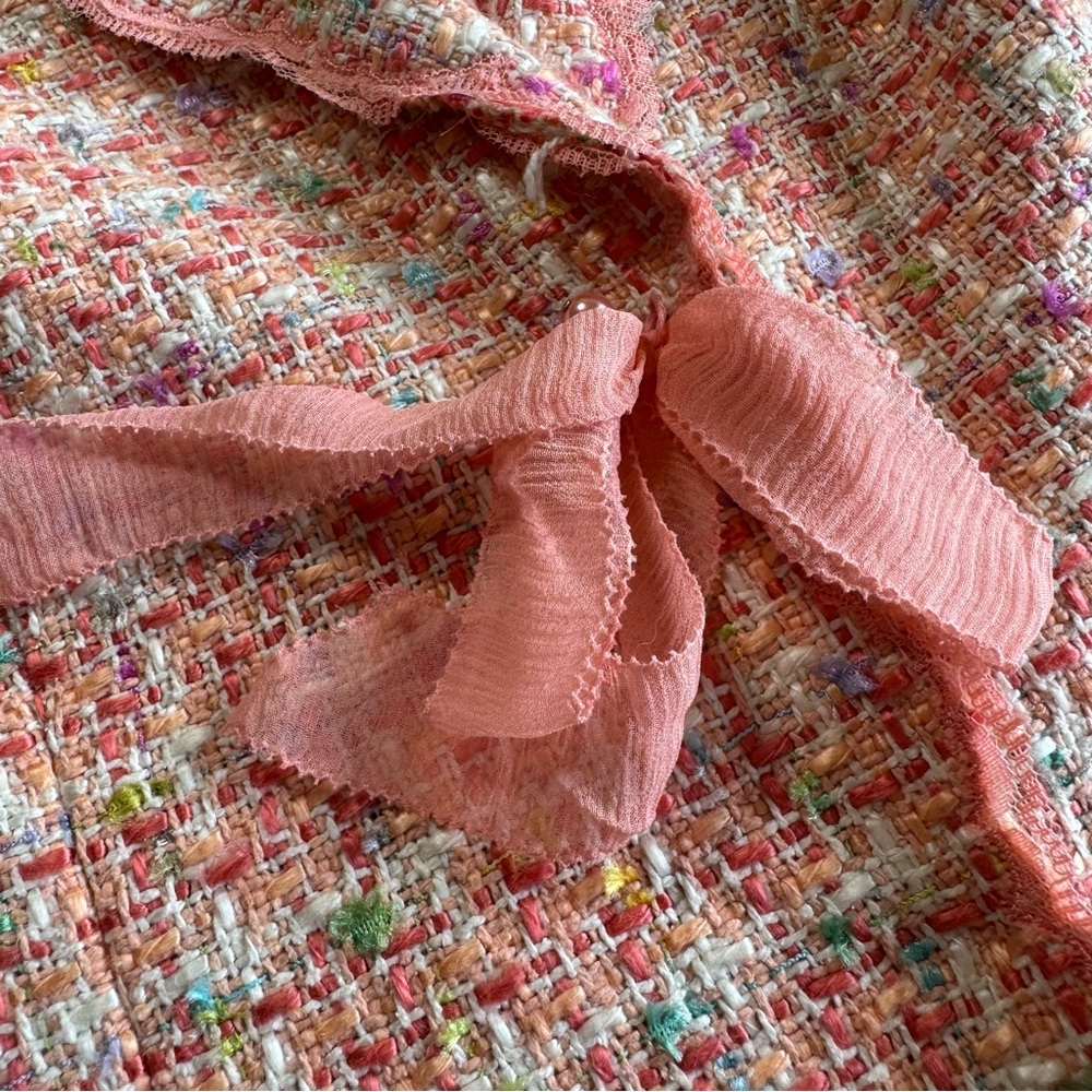 Vintage Pink Woven Knit Tweed Suit Jacket 4 ICE - Picture 7 of 13